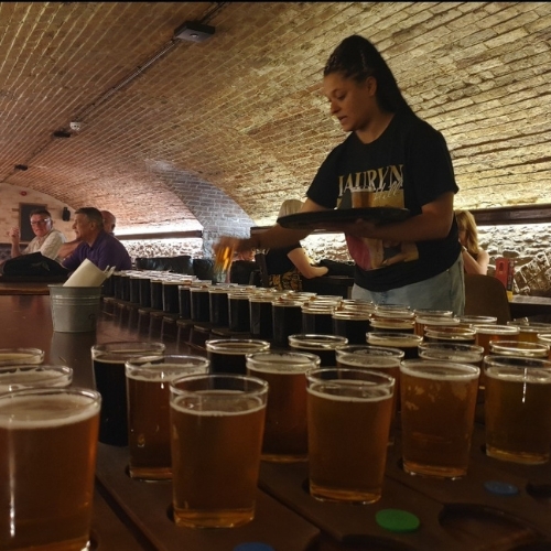 The vaulted cellar bar at The Beer Emporium on King Street, Bristol